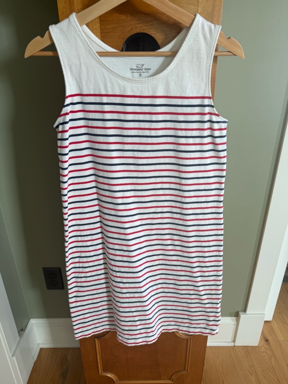 Vineyard Vines White Tank with Red and Navy Stripes